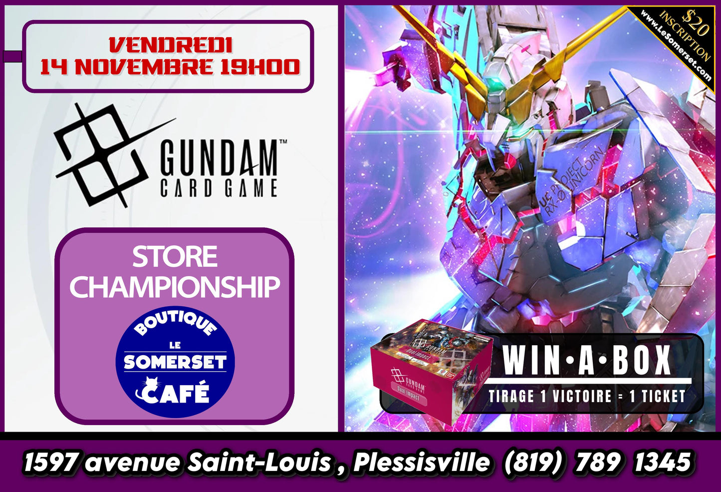 TOURNOI - GUNDAM - STORE CHAMPIONSHIP NOVEMBRE 2025 - VENDREDI 14 NOVEMBRE 19H00