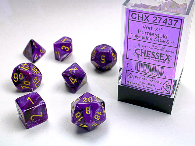 DÉS - ENS. 7 DÉS POLYÈDRE - SÉRIE VORTEX - CHESSEX