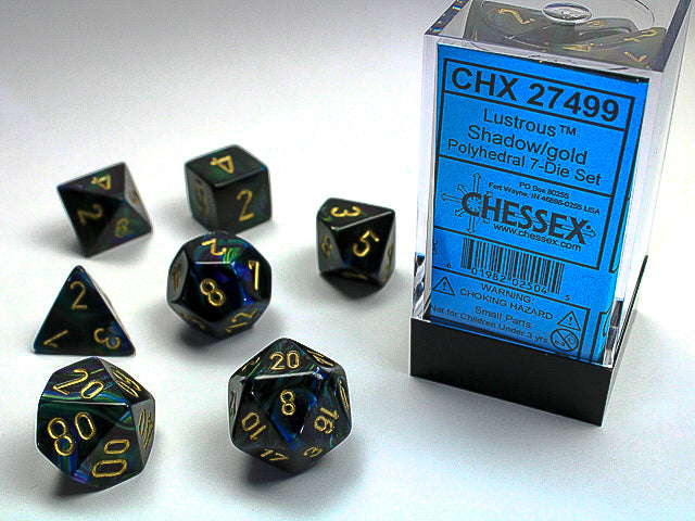 DÉS - ENS. 7 DÉS POLYÈDRE - SÉRIE LUSTROUS - CHESSEX