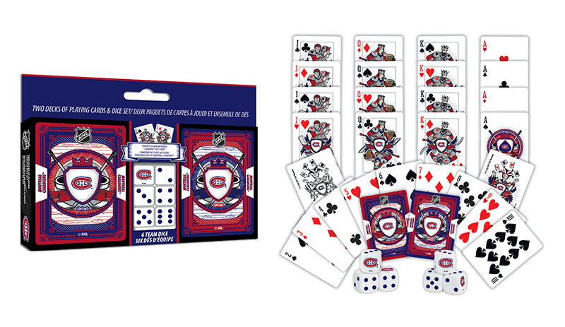 JEUX - CARTES À JOUER - ENSEMBLE CADEAUX DOUBLE PAQUETS ET DÉS - MONTRÉAL CANADIENS