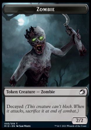 Zombie (005) // Bird Double-Sided Token [Innistrad: Midnight Hunt Tokens]