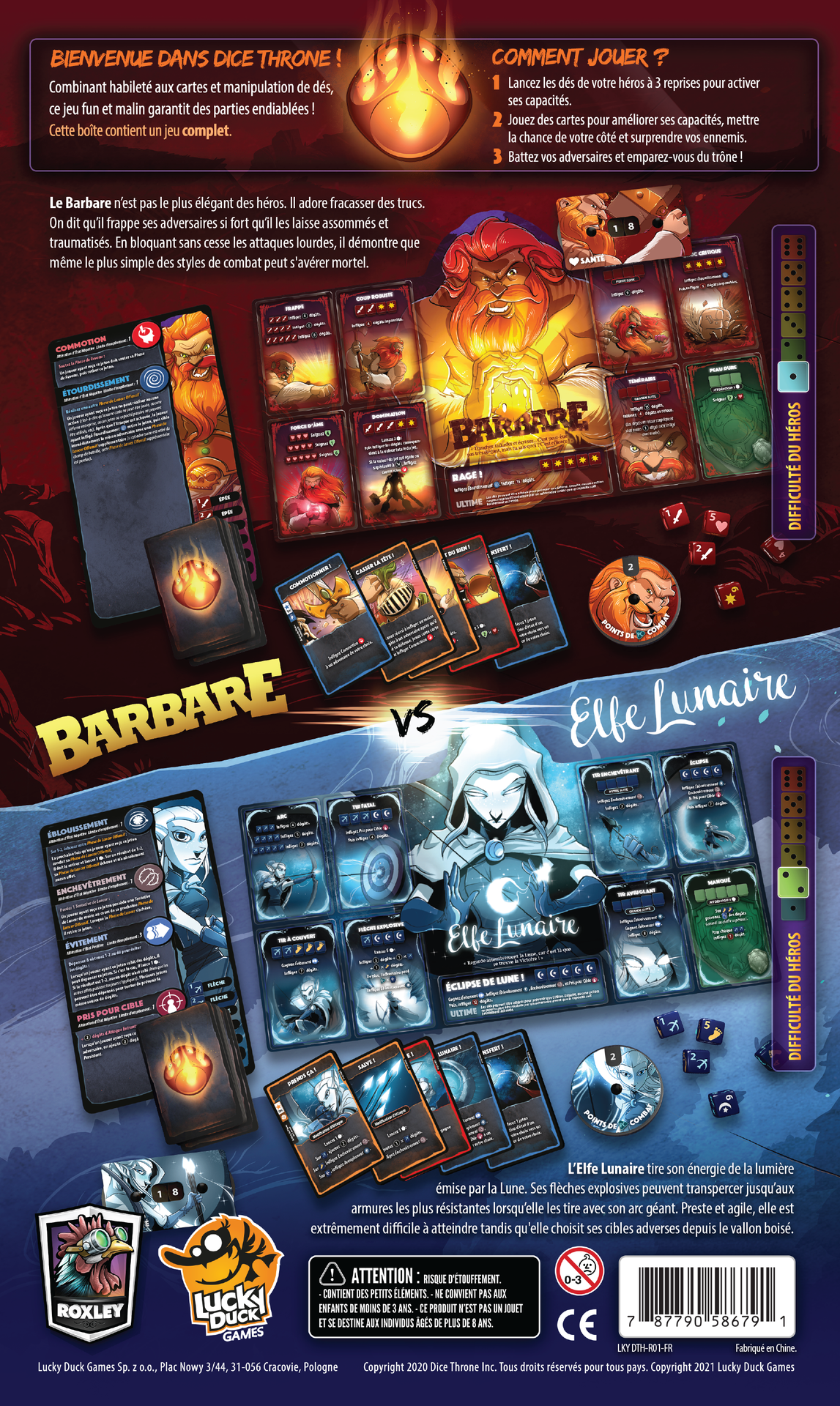 DICE THRONE - BARBARE VS ELFE LUNAIRE - 2 HERO PACK - SAISON 1 - FR