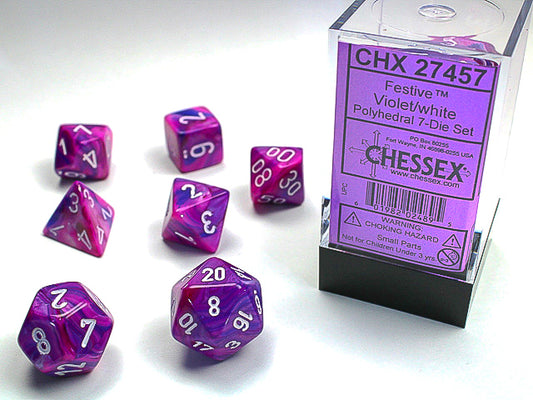 DÉS - ENS. 7 DÉS POLYÈDRE - SÉRIE FESTIVE - CHESSEX - CHX27457