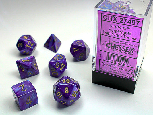 DÉS - ENS. 7 DÉS POLYÈDRE - SÉRIE LUSTROUS - CHESSEX