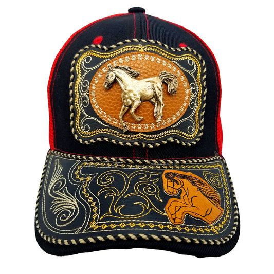 CASQUETTE - COUNTRY URBAIN - 27 - CHEVAL - ONYX ET ROUGE