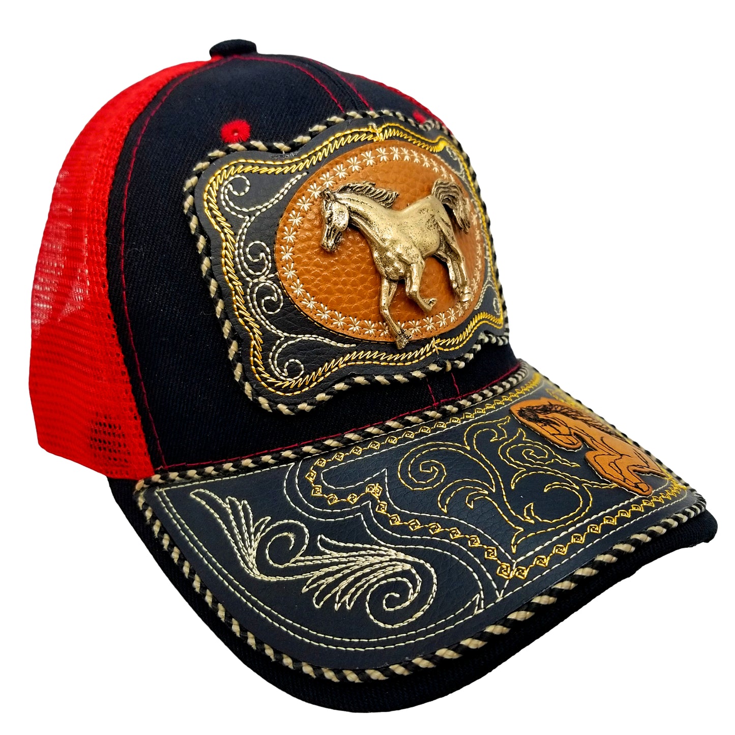 CASQUETTE - COUNTRY URBAIN - 27 - CHEVAL - ONYX ET ROUGE
