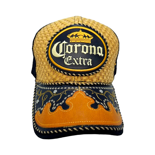 CASQUETTE - COUNTRY URBAIN - 40 - CORONA EXTRA - PAILLE TRESSÉE ET NOIRE