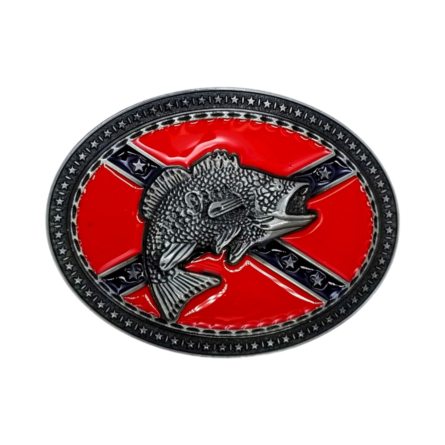 BOUCLE DE CEINTURE - SPORTS - PÊCHE ACHIGAN POISSON DRAPEAU CONFÉDÉRÉ - 47