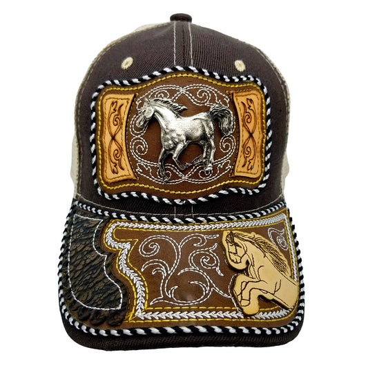 CASQUETTE - COUNTRY URBAIN - 59 - CHEVAL MUSTANG - ONYX ET BLANCHE