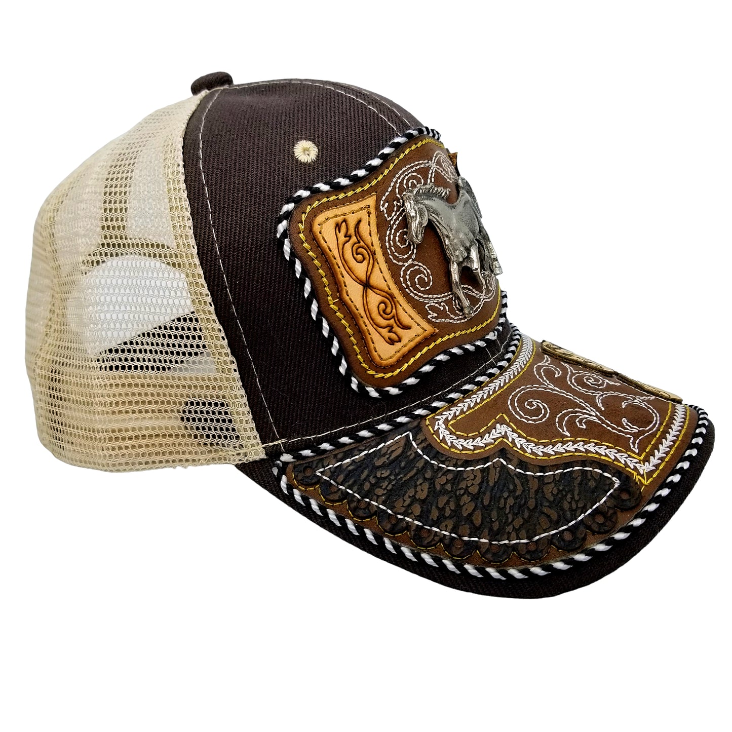 CASQUETTE - COUNTRY URBAIN - 59 - CHEVAL MUSTANG - ONYX ET BLANCHE