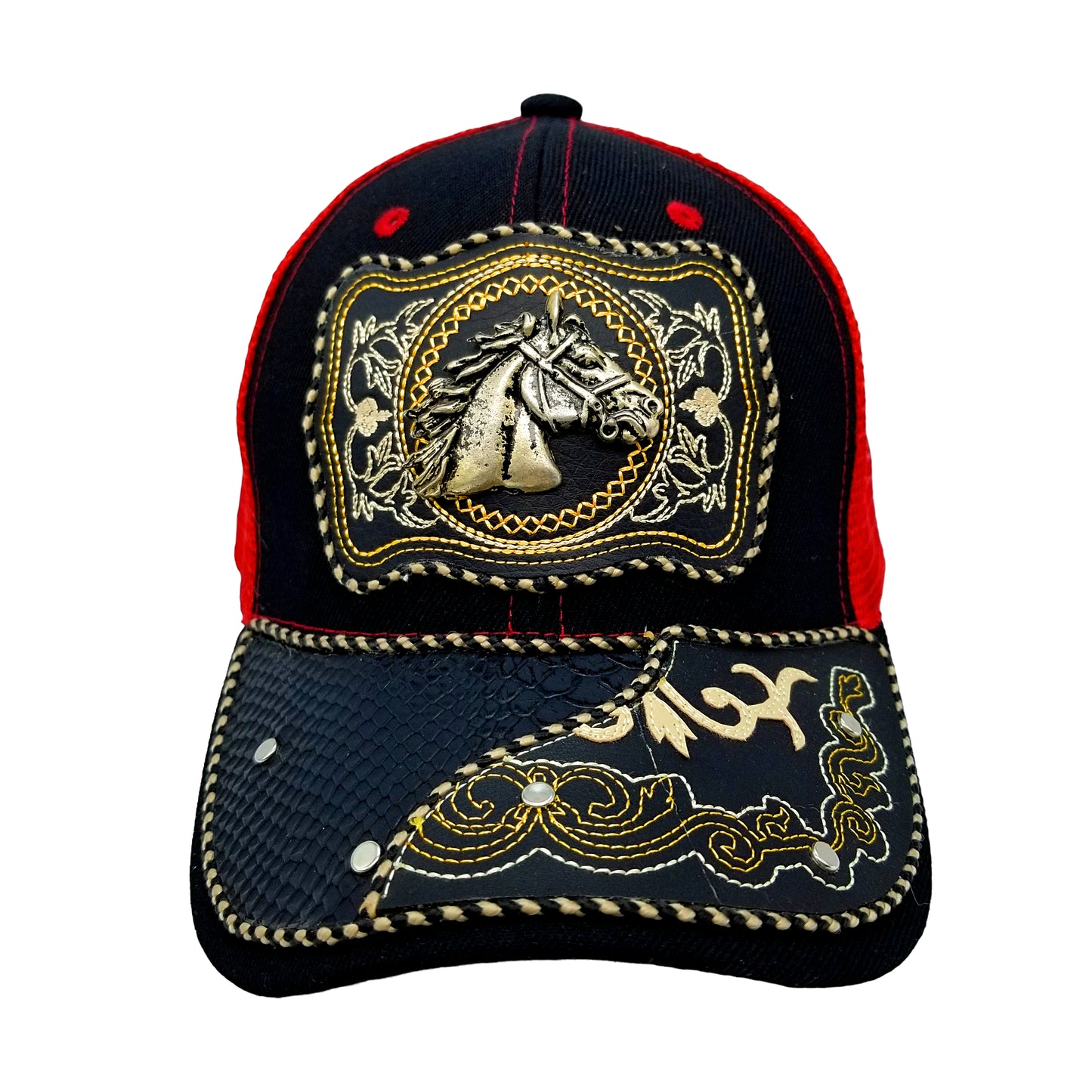 CASQUETTE - COUNTRY URBAIN - 69 - TÊTE DE CHEVAL - ONYX ET ROUGE