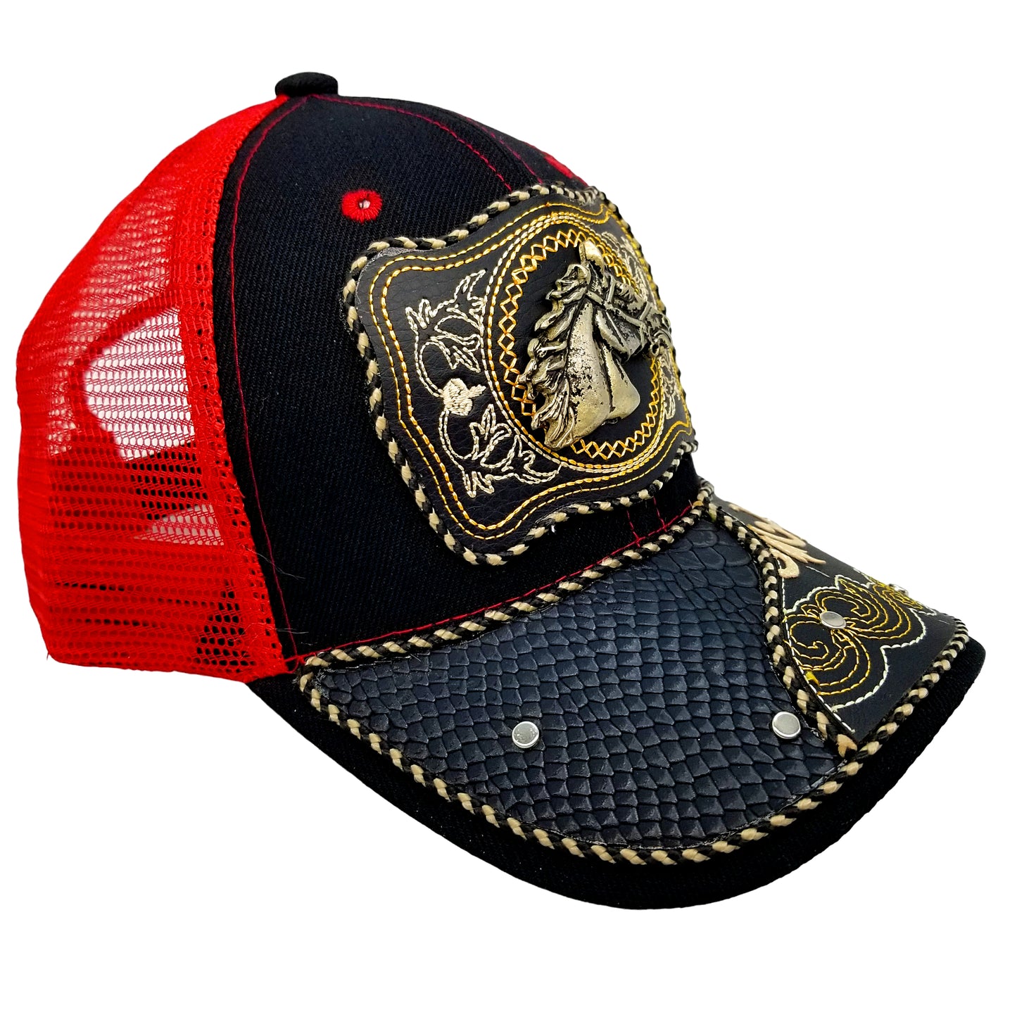 CASQUETTE - COUNTRY URBAIN - 69 - TÊTE DE CHEVAL - ONYX ET ROUGE