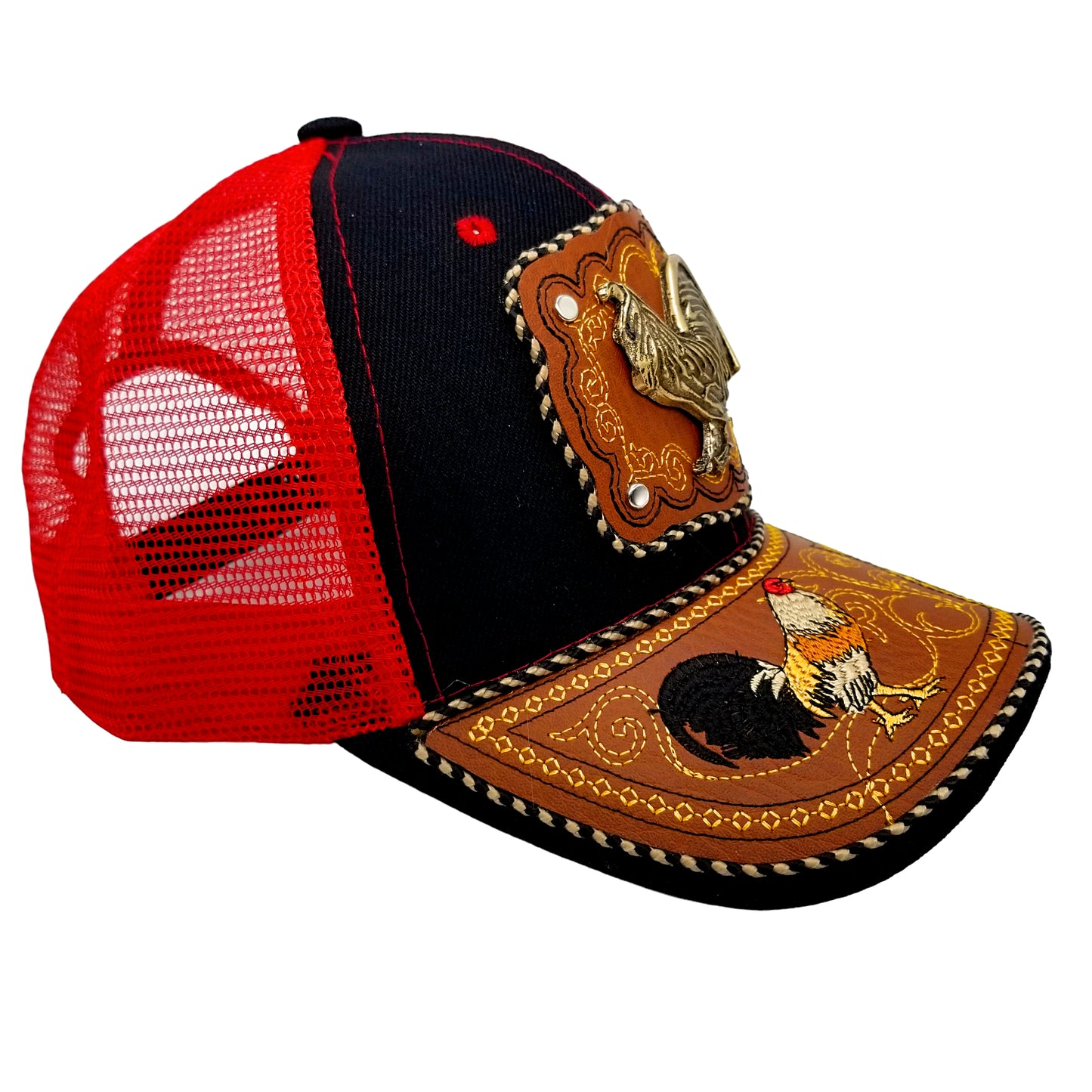 CASQUETTE - COUNTRY URBAIN - 91 - COQ - ONYX ET ROUGE