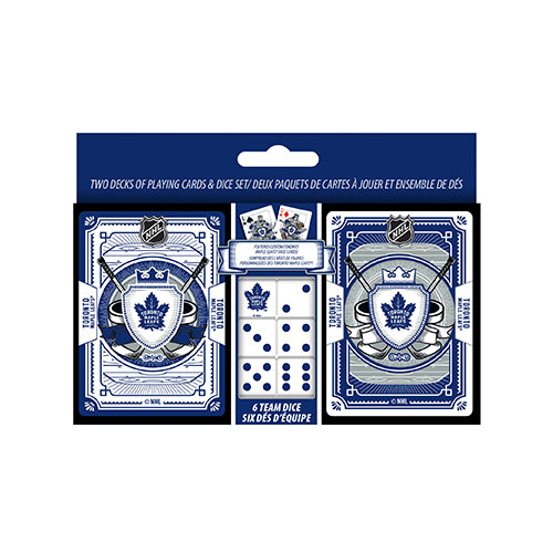 JEUX - CARTES À JOUER - ENSEMBLE CADEAUX DOUBLE PAQUETS ET DÉS - TORONTO MAPLE LEAFS