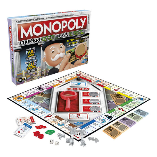 JEU DE SOCIÉTÉ - MONOPOLY - FAUX BILLETS - CROOKED CASH - VERSION BILINGUE