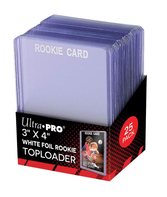 ULTRA PRO TOPLOADER 25 PACK 3 X 4 35PT WHITE FOIL ROOKIE CARD PROTECTORS